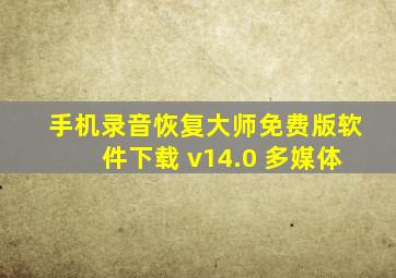 手机录音恢复大师免费版软件下载 v14.0 多媒体